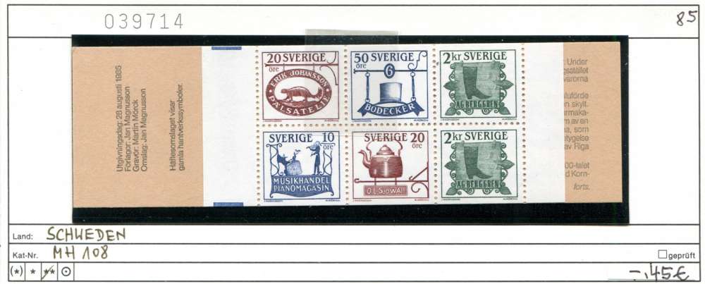 Suède 1985 - Michel carnet 108  - ** neuf mnh - 