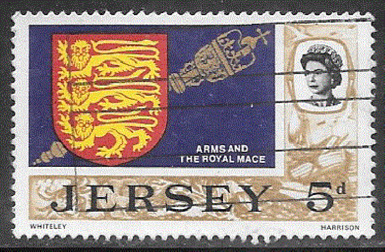 Jersey - YT  10  obl - Armoiries et masse royale (1969)