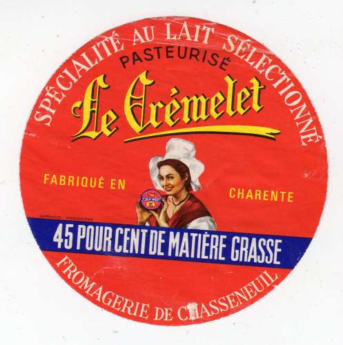 mai25   étiquette de camembert   le  crémelet  45  %