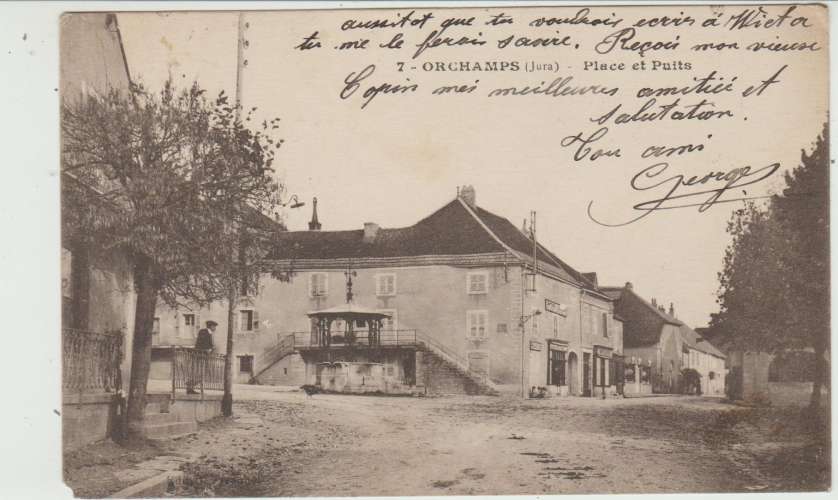 CPA ORCHAMPS (39)PLACE et PUITS - ANIMEE 