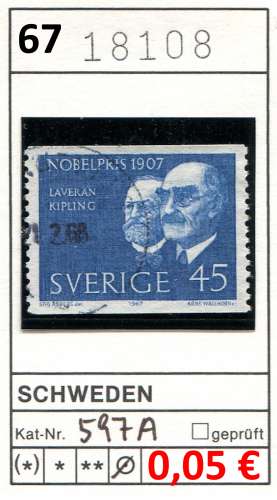 Suède 1967 - Michel 597 A - oo oblit. - 