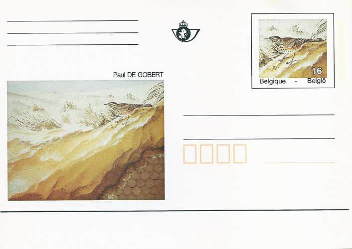 Belgique Entier carte postale illustré grive musicienne neuf**