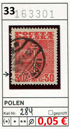 Pologne 1933 - Michel 284 - oo oblit.