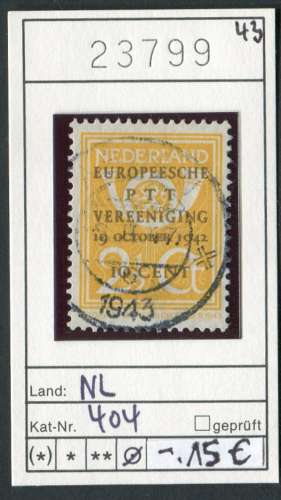 Pays Bas 1943 - Michel 404 -  Yvert  -  oo oblit. - 