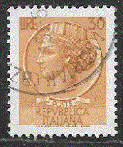 Italie - YT  1000  obl  - Monnaie syracusaine, filigrane étoiles (1968)