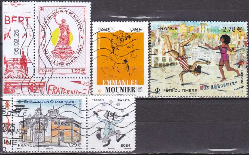 FRANCE 4 timbres de 2024/25 oblitérés  