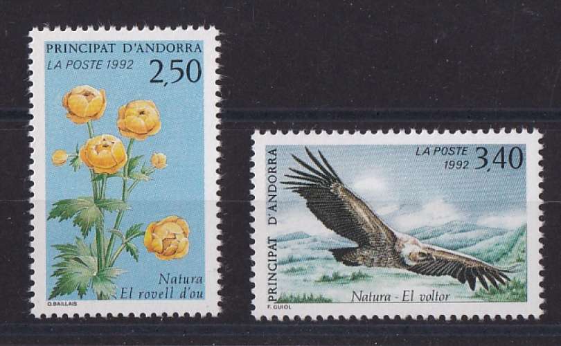 ANDORRE  Y/T   n° 420/421   neuf **    1992