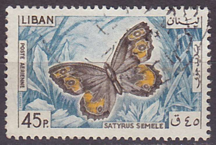 Timbre PA oblitéré n° 335(Yvert) Liban 1965 - Papillon