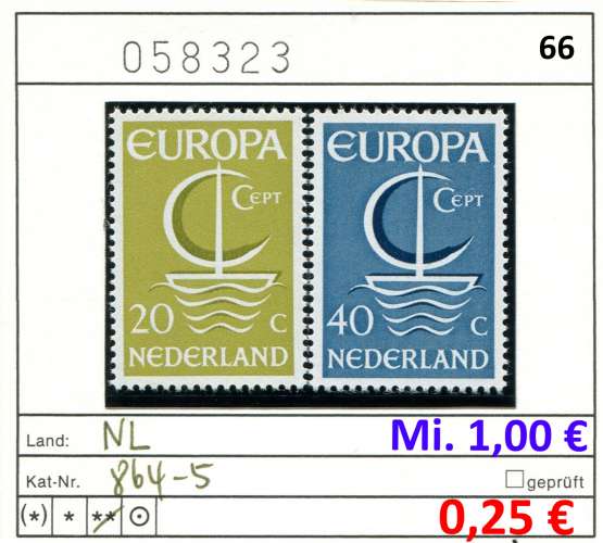 Pays Bas 1966 - Michel 864-865 -  Yvert  -  ** neuf mnh