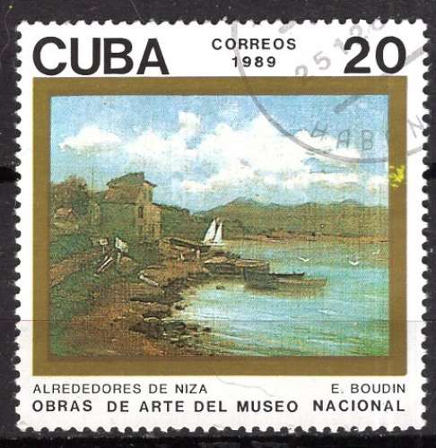 CUBA 1989 TABLEAU DU PEINTRE  EUGENE BOUDIN  OBLITERE