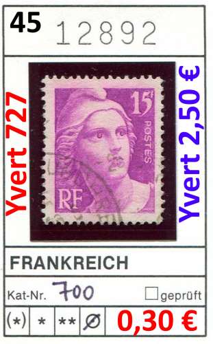 France 1945 - Michel 700 - Yvert 727 - oo oblit. -