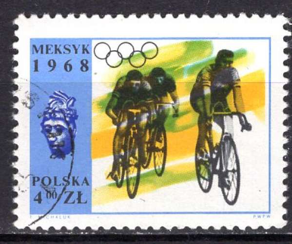 POLOGNE 1968  JEUX OLYMPIQUES DE MEXICO CYCLISME OBLITERE