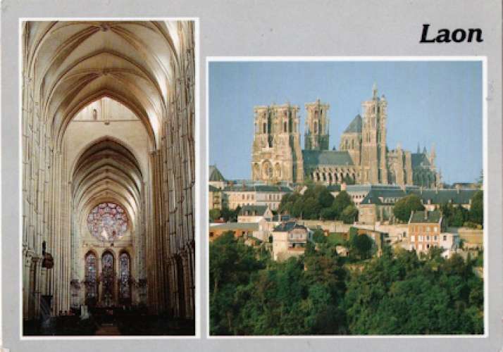 Laon (02), CPM, la Cathédrale et  son intérieur