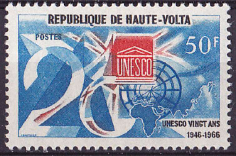 Timbre neuf ** n° 175(Yvert) Haute-Volta 1966 - Anniversaire de l'UNESCO