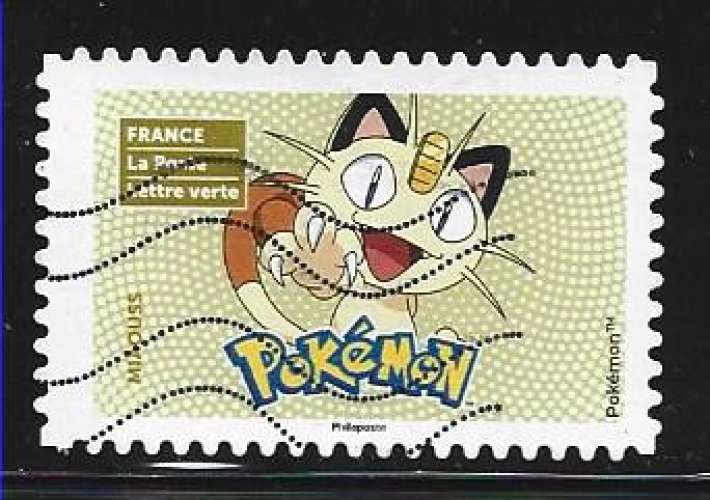 2024 FRANCE Adhésif 2438 oblitéré, pokémon, miaouss