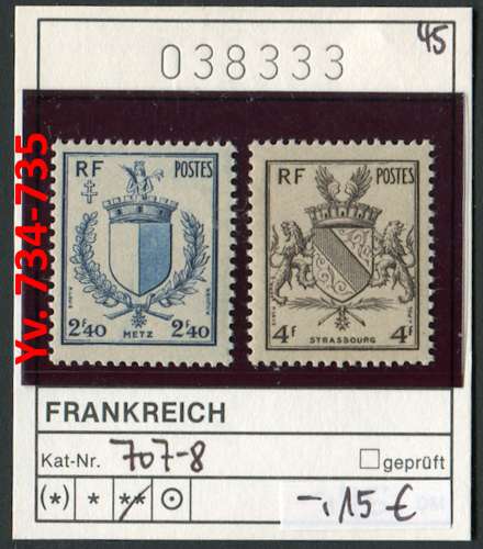 France 1945 - Michel 707-708 -  Yvert 734-735 - ** mnh neuf - 