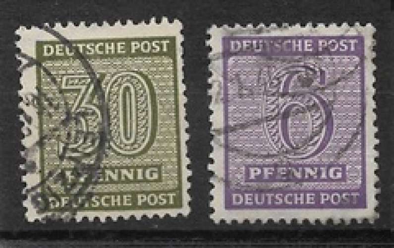 Allemagne occupation soviétique Saxe occidentale oblitéré YT 10 et 16