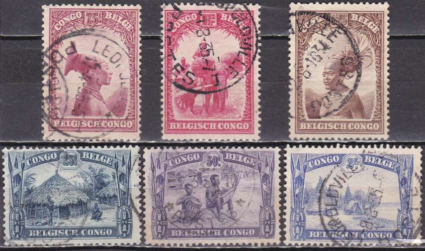 CONGO BELGE 6 timbres oblitérés de 1931