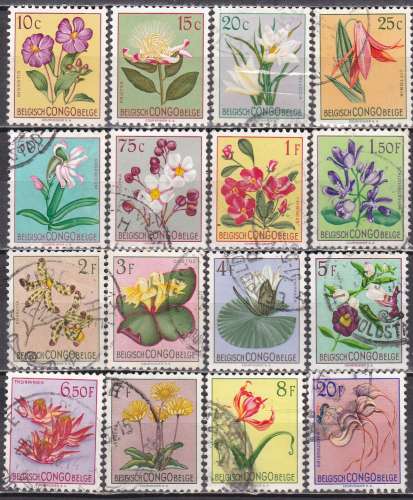 CONGO BELGE 16 timbres oblitérés de 1952