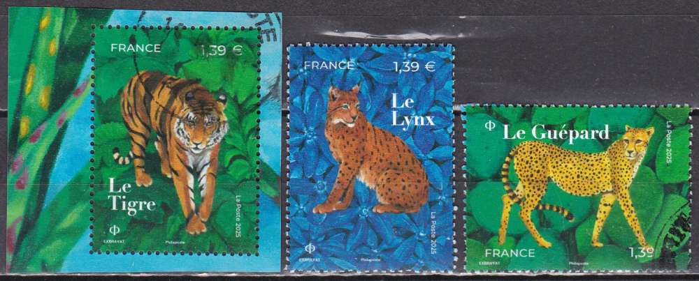 FRANCE 3 timbres de 2025 oblitérés rond 