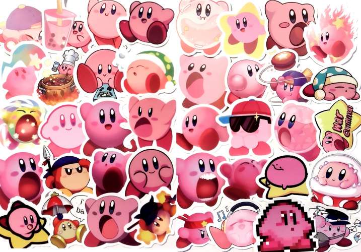 Lot de 40 autocollants stickers - kirby Kawai
