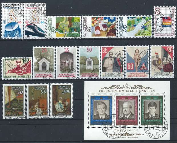 Liechtenstein Lot 16 Tp + 1 Bloc Obl (FU) Année 1988