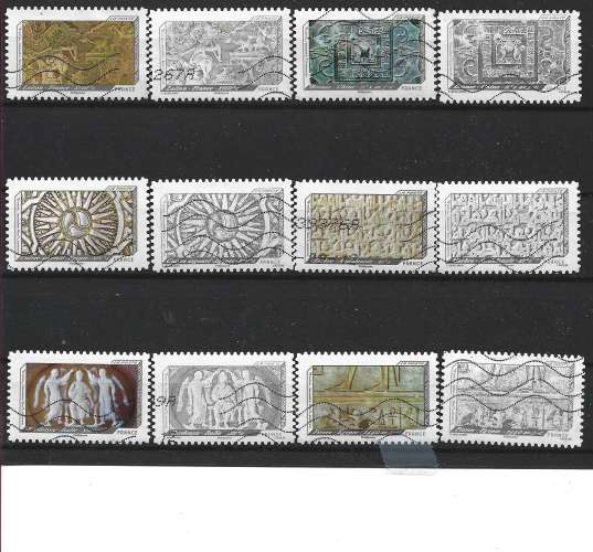 2012 FRANCE Adhesif 650-61 oblitérés, reliefs, série complète