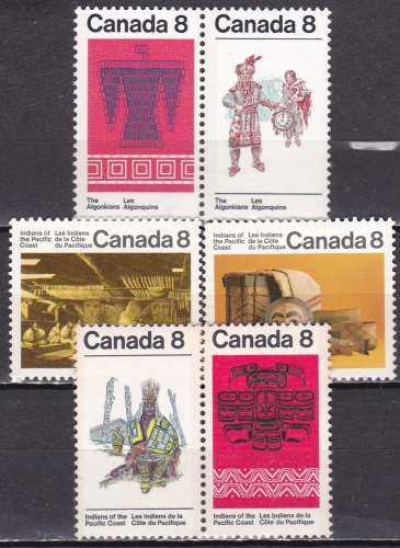 CANADA N° 519/524 de 1974 neufs** en série complète  