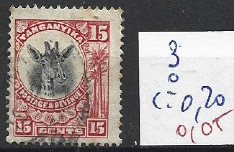 TANGANYKA 3 oblitéré côte 0.20 €