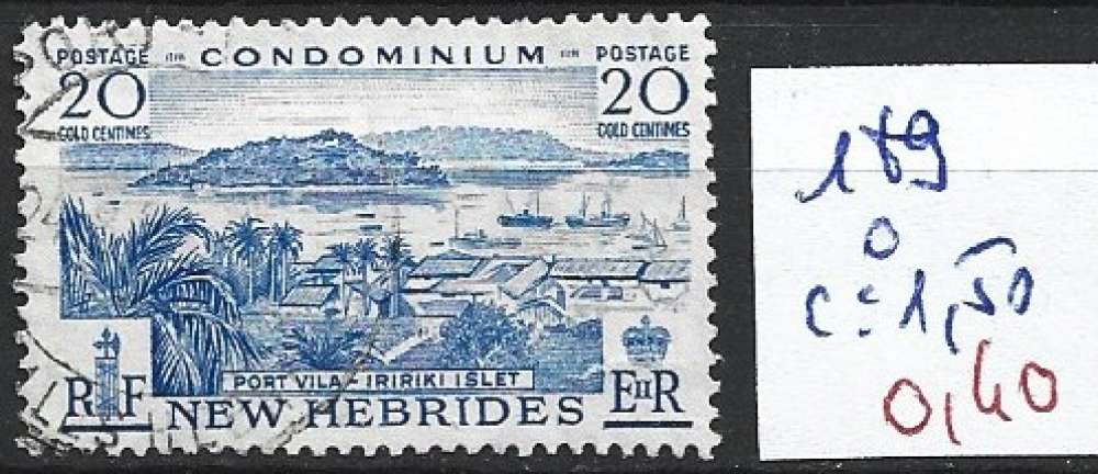 NOUVELLES HEBRIDES 189 oblitéré côte 1.50 €
