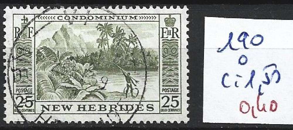 NOUVELLES HEBRIDES 190 oblitéré côte 1.50 €