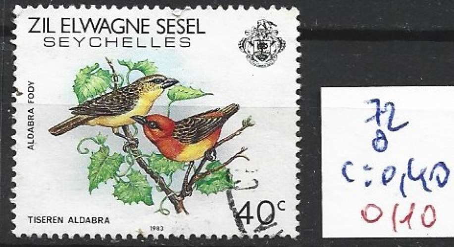 SEYCHELLES ZIL ELOIGNE SESEL 72 oblitéré côte 0.40 €