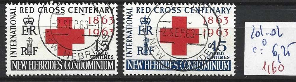 NOUVELLS HEBRIDES 201-202 oblitérés côte 6.25 €