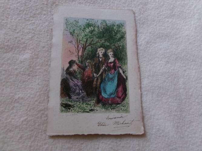 BELLE CARTE ILLUSTRATION COUPLE A LA CAMPAGNE