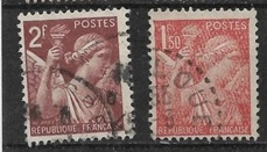 France Iris oblitéré YT 652 et 653