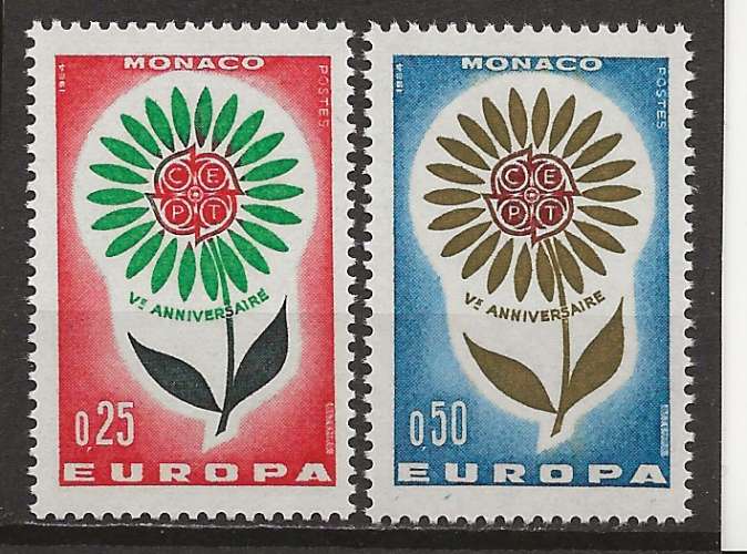   MONACO     ANNEE 1964 Y.T N°652-653 NEUF** 