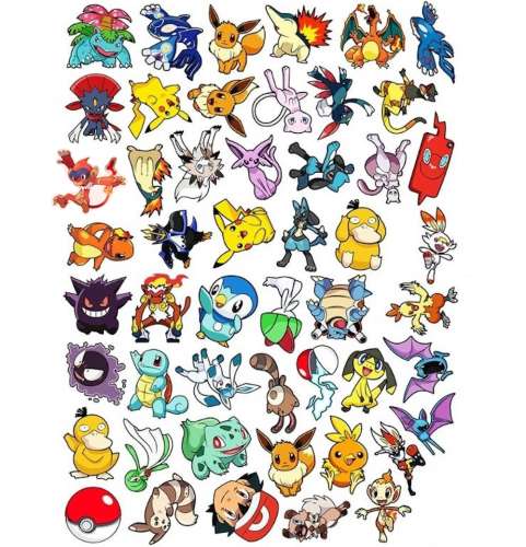 Lot de 50 autocollants stickers - Les Pokémon Pikachu (Réf 2)