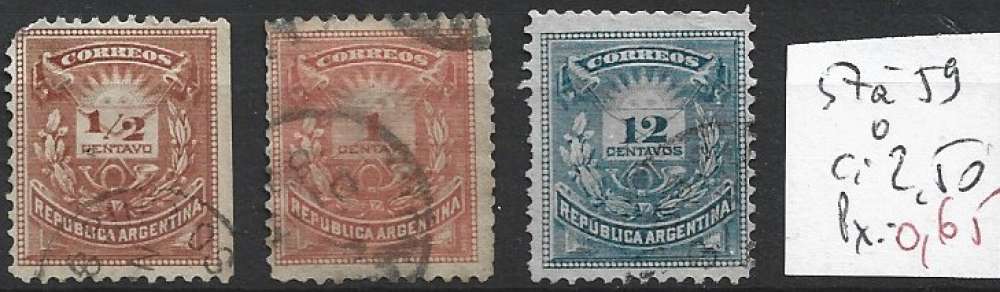 ARGENTINE 57 à 59 oblitérés côte 2.50 €