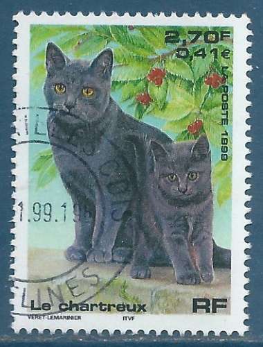 N°3283 Chat chartreux oblitéré