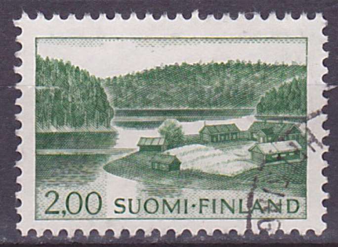 Timbre oblitéré n° 548C(Yvert) Finlande 1974 - Paysage