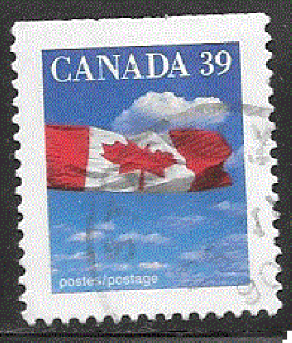 Canada  - YT  1123b  obl  - Drapeau et nuages (1989)