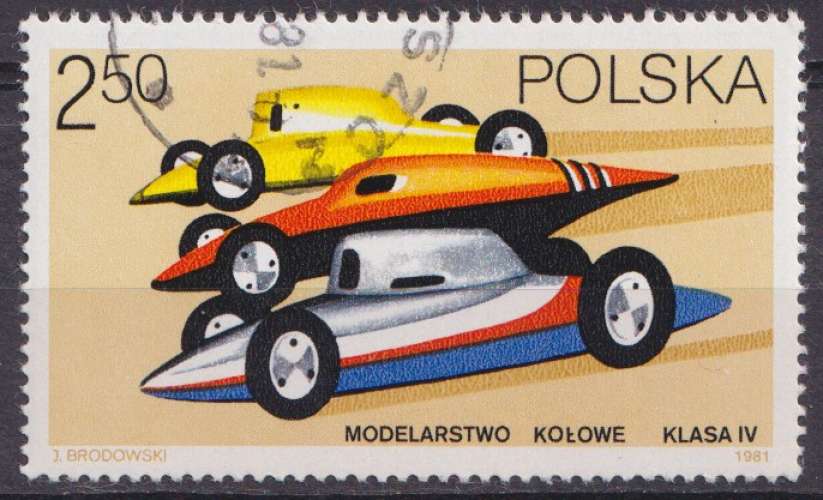 Pologne 1981 Y&T 2575 oblitéré - Modèles réduits - Bolides 