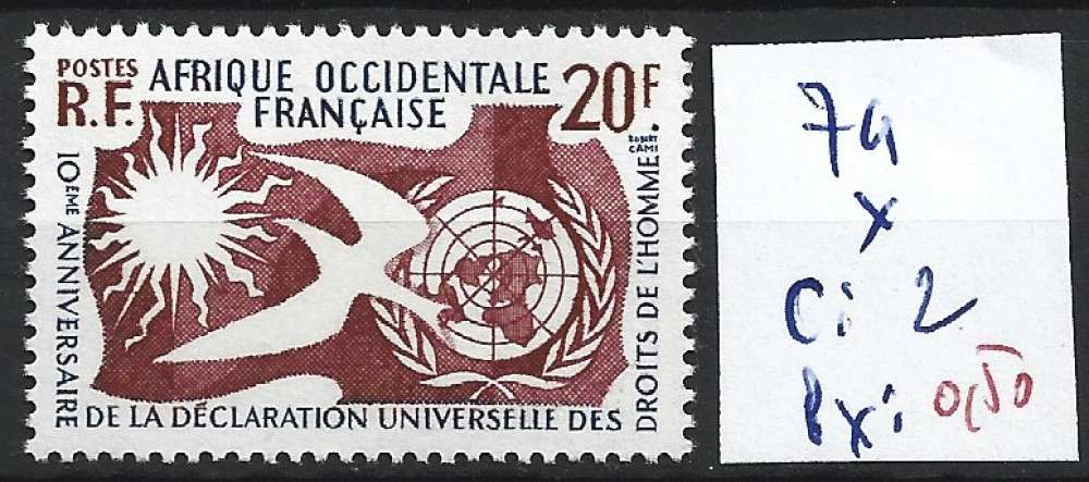 AFRIQUE OCCIDENTALE FRANCAISE 74 * côte 2 €