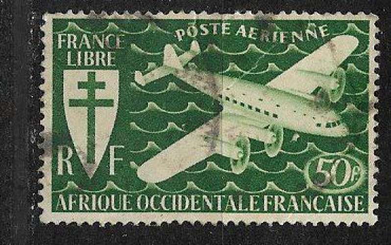 AOF - 1945 - YT n °  2  oblitéré  (1 dent courte)