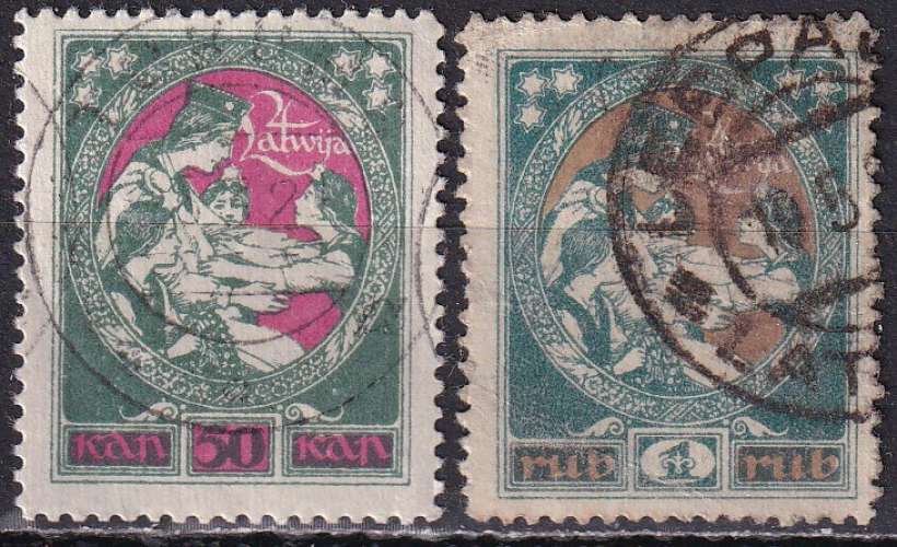 lettonie ... n° 50/50A  obliterés - 1920