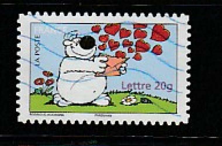 France timbre n° 3959 ou 92 ob année 2006  série Sourires Chien Cubitus