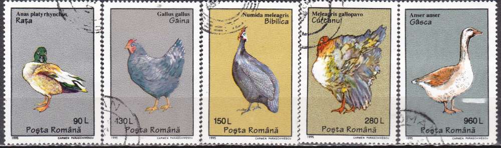 ROUMANIE n°  4269/4273 de 1993 oblitérés  