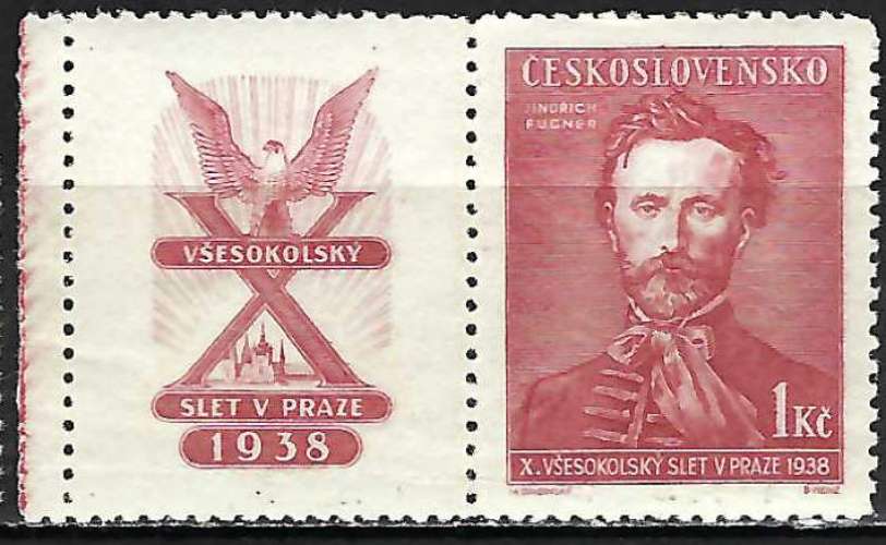 Tchécoslovaquie - 1938 - Michel n° 396Zf - MNH