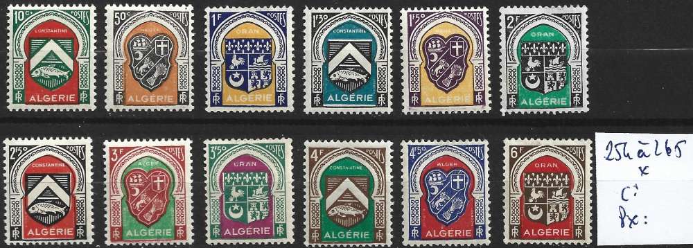 ALGERIE FRANCAISE 254 à 265 * côte 7.75 € 