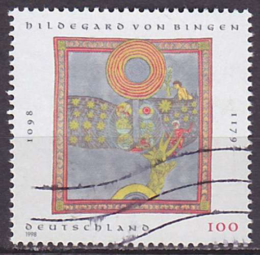 Timbre oblitéré n° 1813(Yvert) Allemagne 1998 - Hildegarde de Bingen